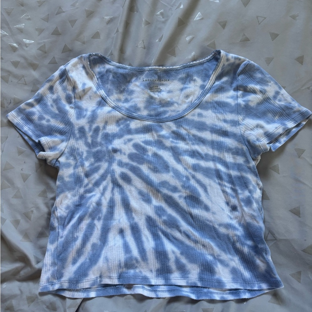 Blue and White Tie-Dye Top